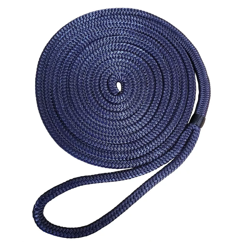Robline Premium Nylon Double Braid Dock Line – 1/2″ x 35′ – Navy Blue