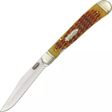 Rough Rider Brown Jigged Bone Trapper Lock Knife
