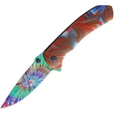 Rough Rider Tie Dye Assisted Linerlock Folding Knife