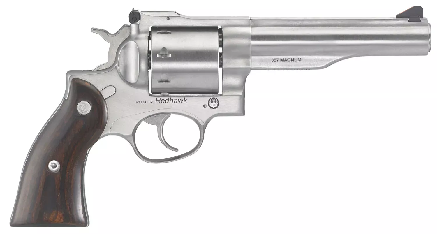 Ruger Redhawk 357 Mag Revolver 8Rd 5.5″ Barrel Triple Locking Cylinder Adjustable Rear Sight Satin Stainless Steel Hardwood Grips DA/SA 5060