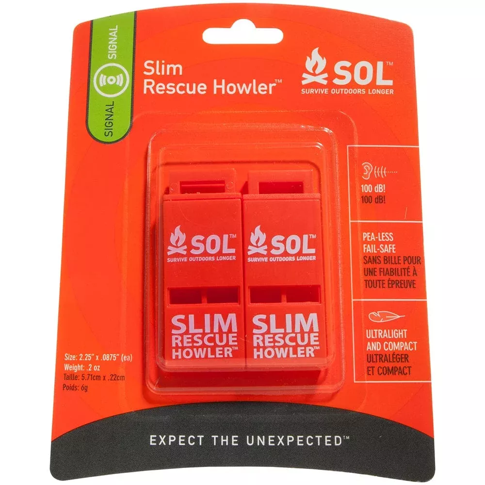 S.O.L. Survive Outdoors Longer Rescue Howler Whistle – 2 Pack