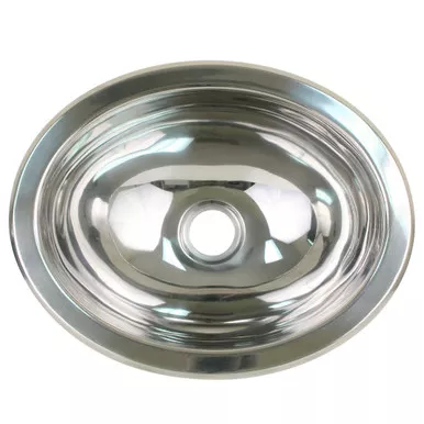 Scandvik Polished SS Oval Sink, 13.25x10.5-Inch