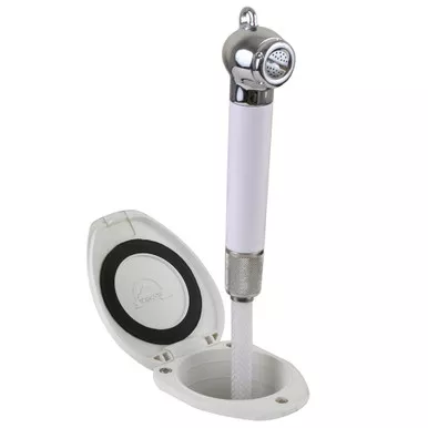 Scandvik Push-Button Recessed Shower, 6-Foot White Hose