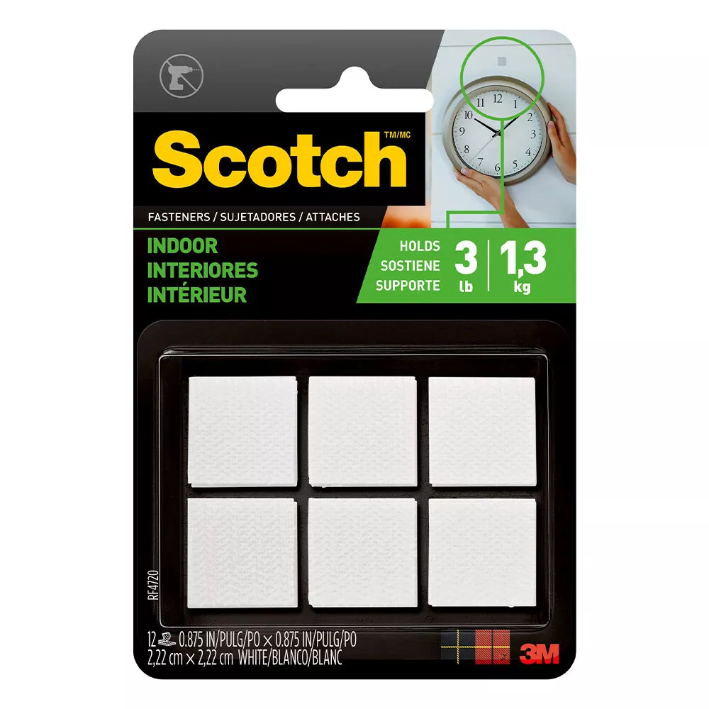 Scotch Indoor Fasteners, 7/8" x 7/8", White