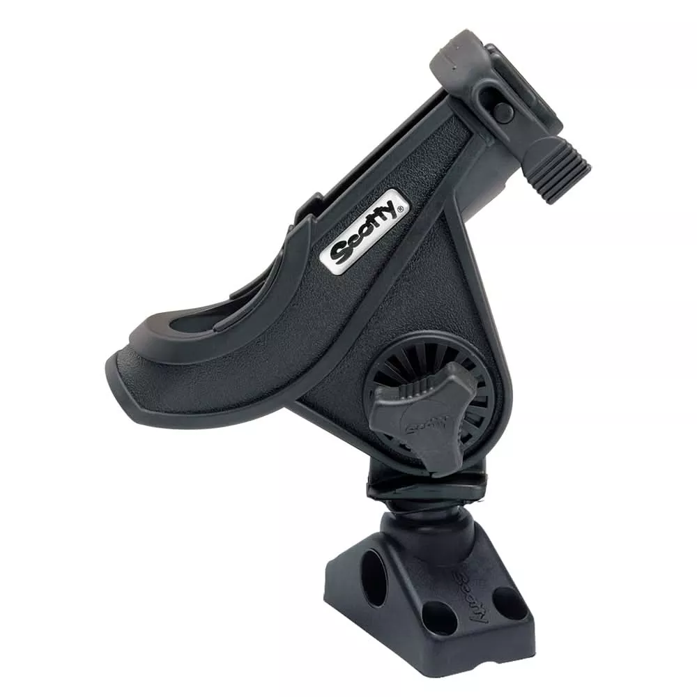 Scotty 280 Bait Caster/Spinning Rod Holder w/241 Deck/Side Mount – Black [280-BK]