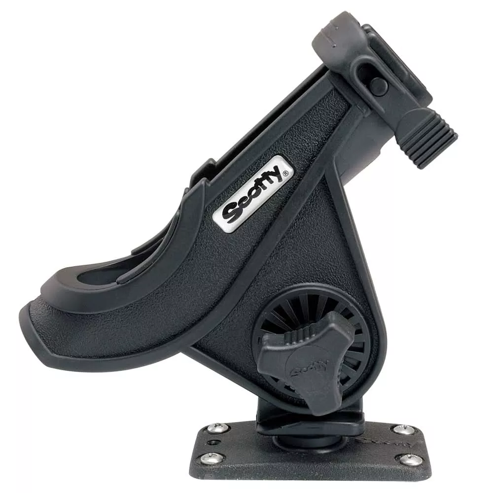 Scotty 281 Bait Caster/Spinning Rod Holder w/244 Flush Deck Mount – Black [281-BK]