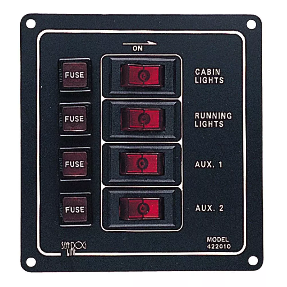 Sea-Dog Aluminum Switch Panel – Vertical – 4 Switch