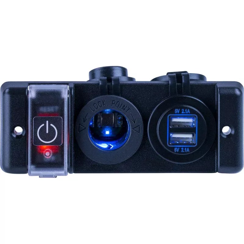Sea-Dog Double USBPower Socket Panel w/Breaker Switch