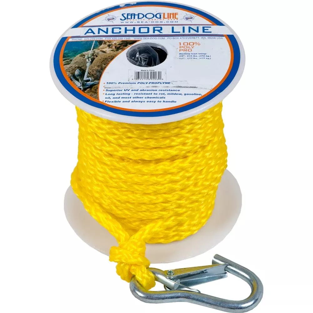 Sea-Dog Poly Pro Anchor Line w/Snap – 3/8 x 75 – Yellow