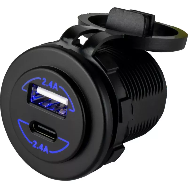 Sea-Dog Round Dual USBUSB-C Power Socket
