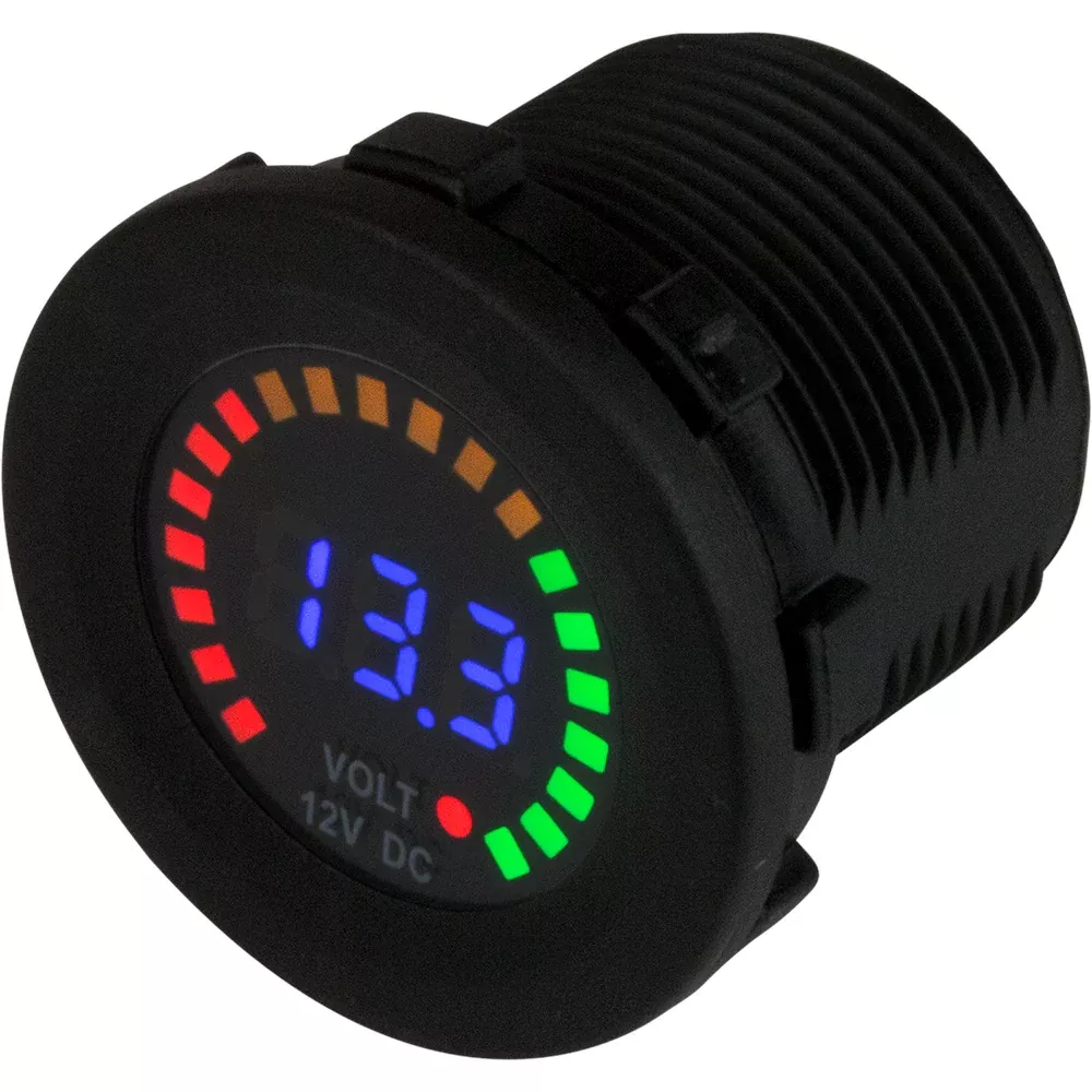 Sea-Dog Round Voltage Meter DC – 5V-15V w/Rainbow Dial | 421617-1