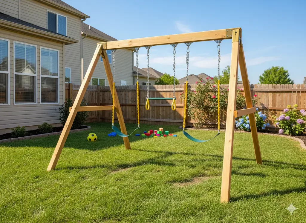 Settler A-Frame Wooden Swing Set Kit - 3 Swings