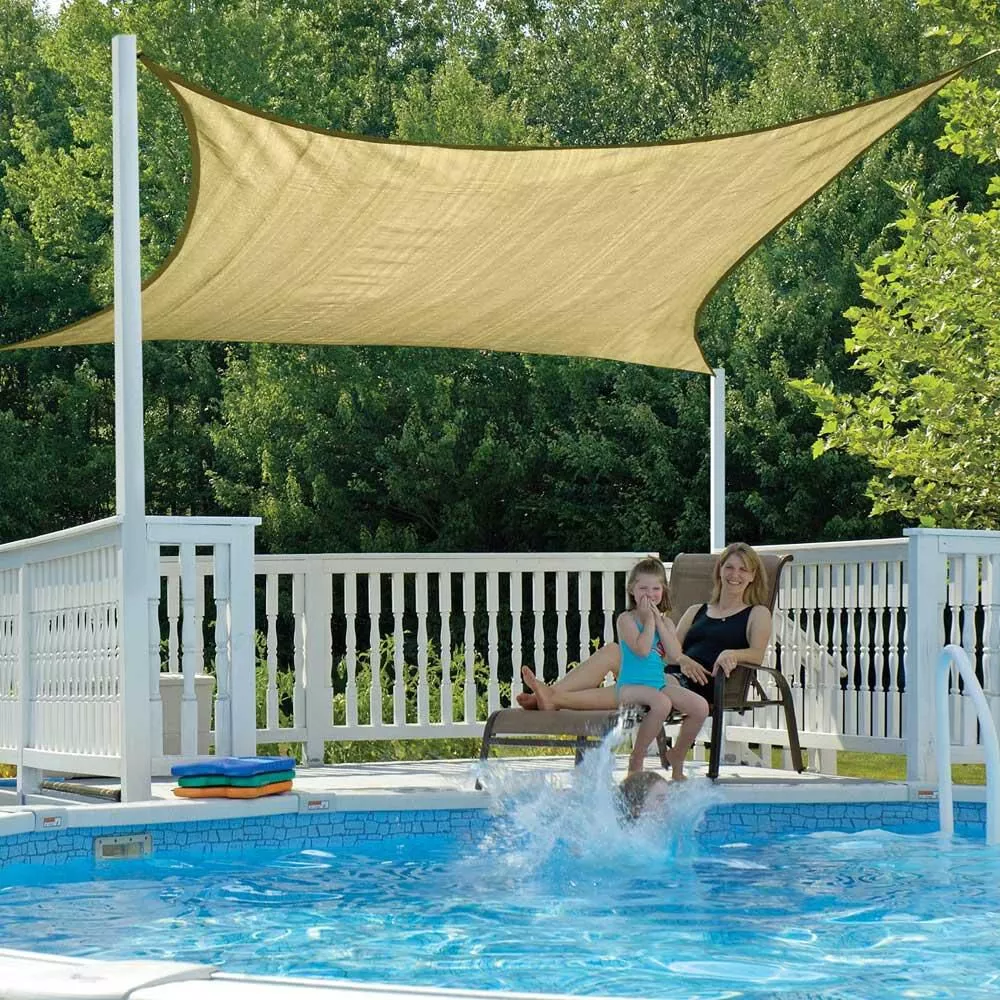 ShadeLogic Sun Shade Sail, Square - Sand 16' x 16'