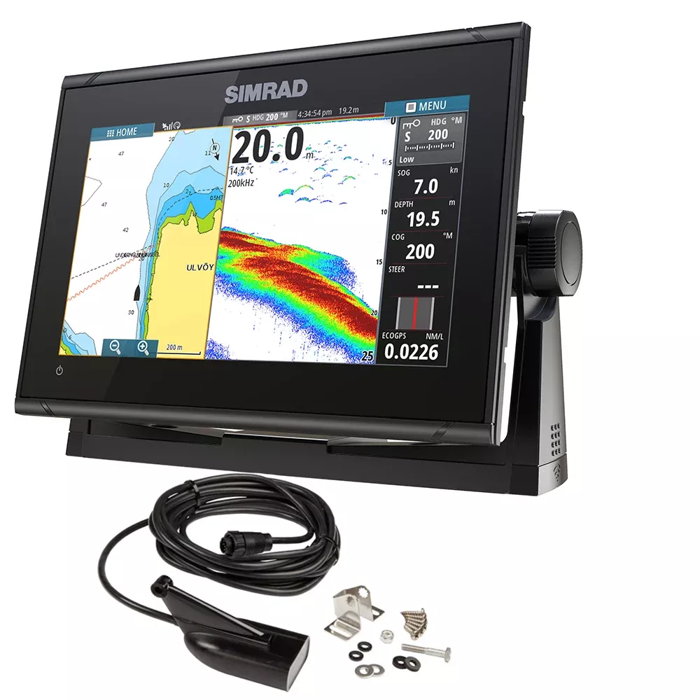 Simrad GO9 XSE Chartplotter/Fishfinder w/MED/HI Downscan Transom Mount TransducerC-MAP Discover Chart [000-13211-002]