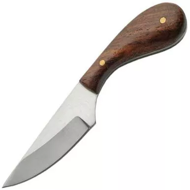 Skinner Patch Knife Full Tang Burl Wood Fixed Blade