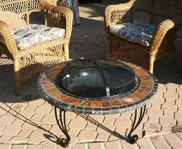 Slate and Marble Outdoor Fire Pit with Copper Accents - WAD820SP