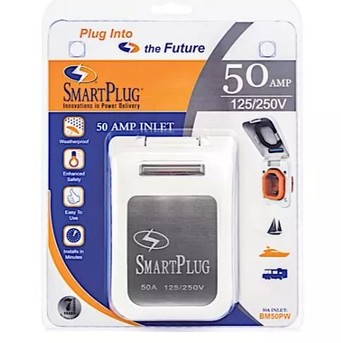 SmartPlug 50 Amp Inlet With White Cover• BM50PW