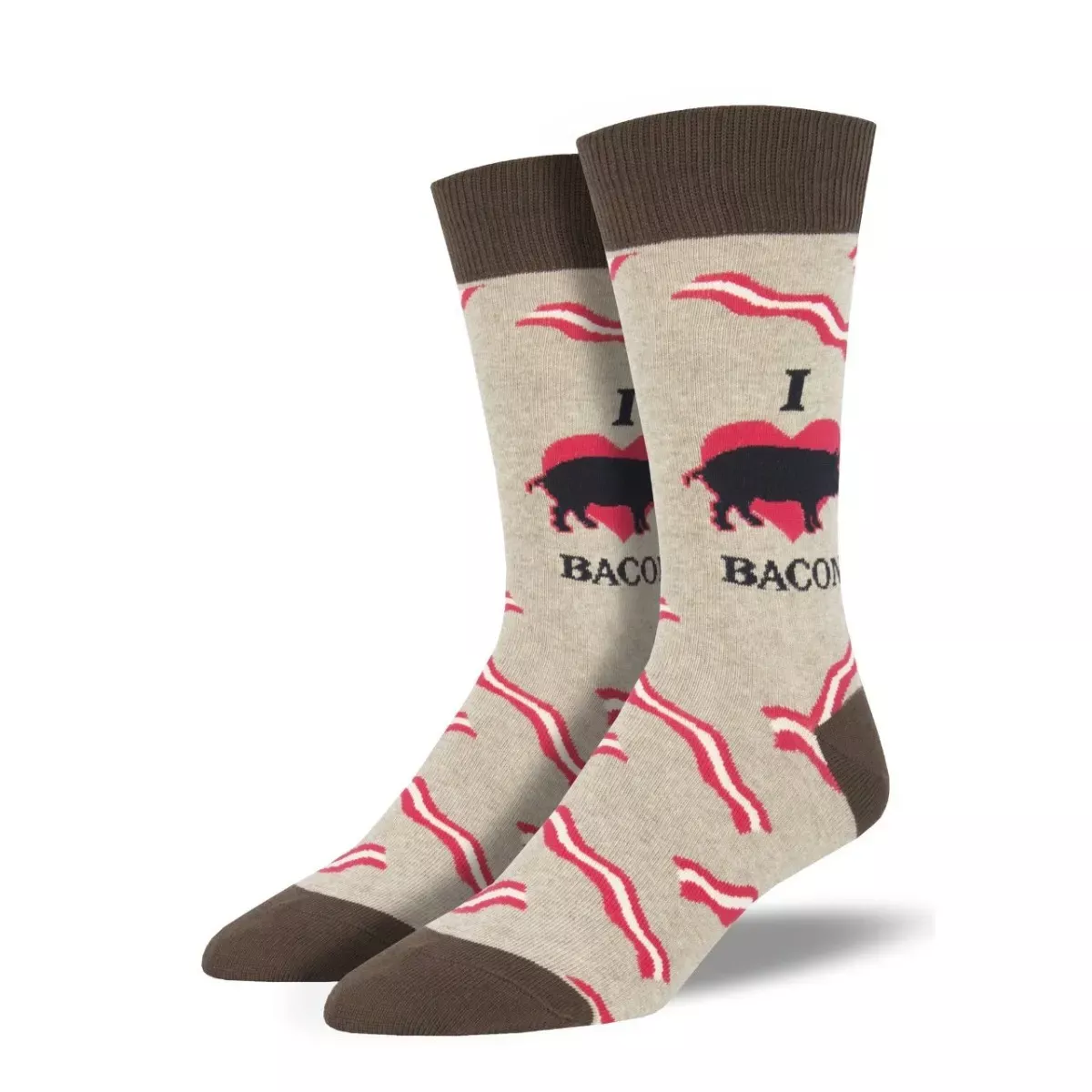 SockSmith Men's "Mmm, Bacon" Heather Beige Socks