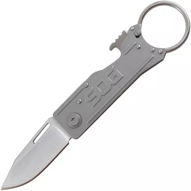 SOG Keytron Satin Lockback Folding Knife with Key Ring