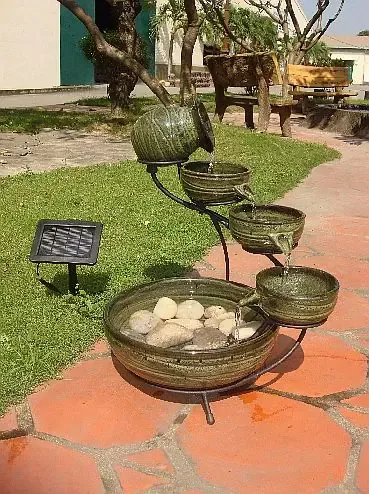 Solar Green Bamboo Fountain