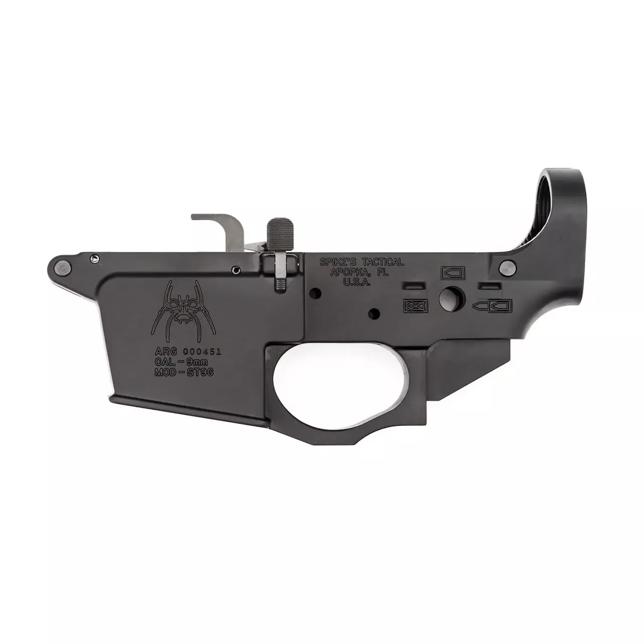 Spikes Tactical Spider Stripped Lower Reciever 9mm Type III Anodized