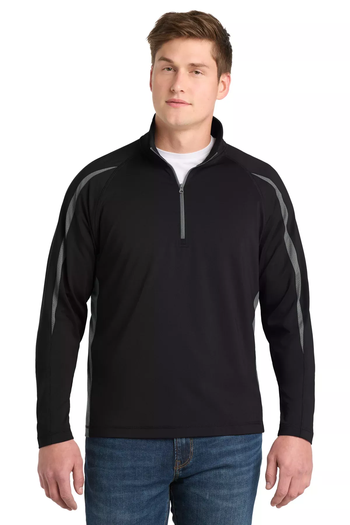 Sport-Tek Men's Sport-Wick Stretch 1/4-Zip Colorblock Pullover