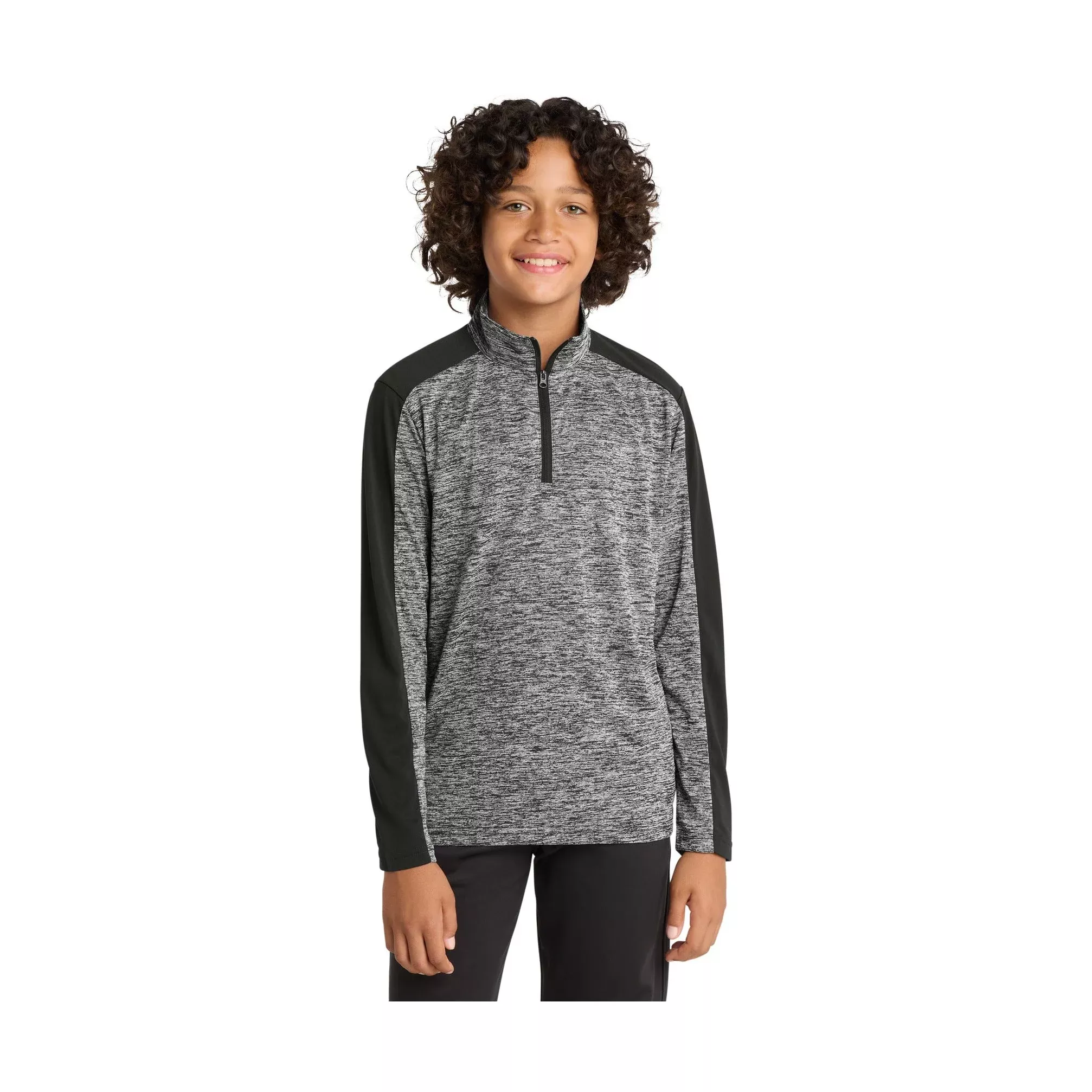Sport-Tek YouthPosiChargeElectric Heather Colorblock 1/4-Zip Pullover
