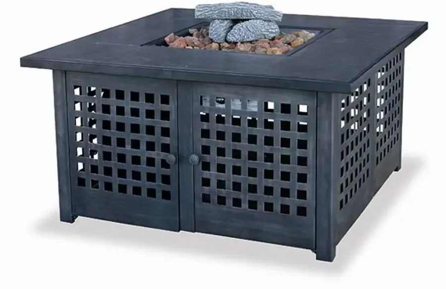 Square LP Gas Outdoor Firepit with Tile Mantel