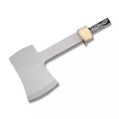 Stainless Hatchet Blade Blank 6.375 inch Full Tang with Brass Guard