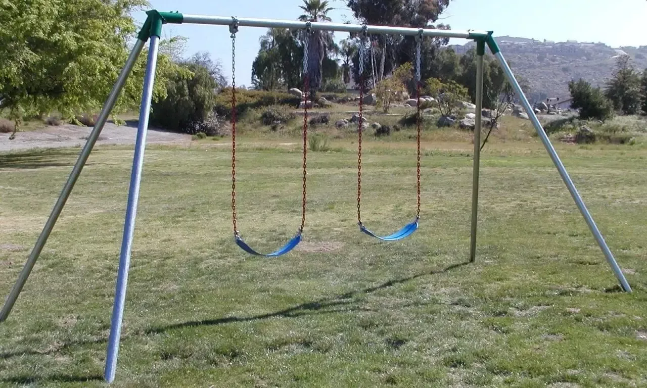Standard Steel Swing Set - 8ft Tall - 2 Swings - 1 Bay