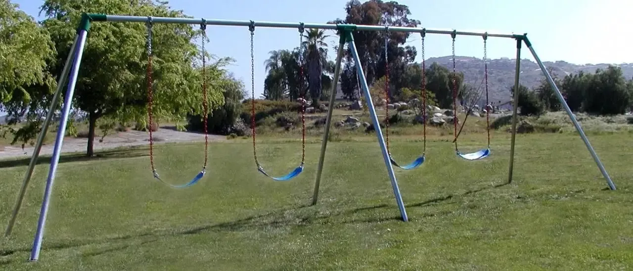 Standard Steel Swing Set - 8ft Tall - 4 Swings - 2 Bays