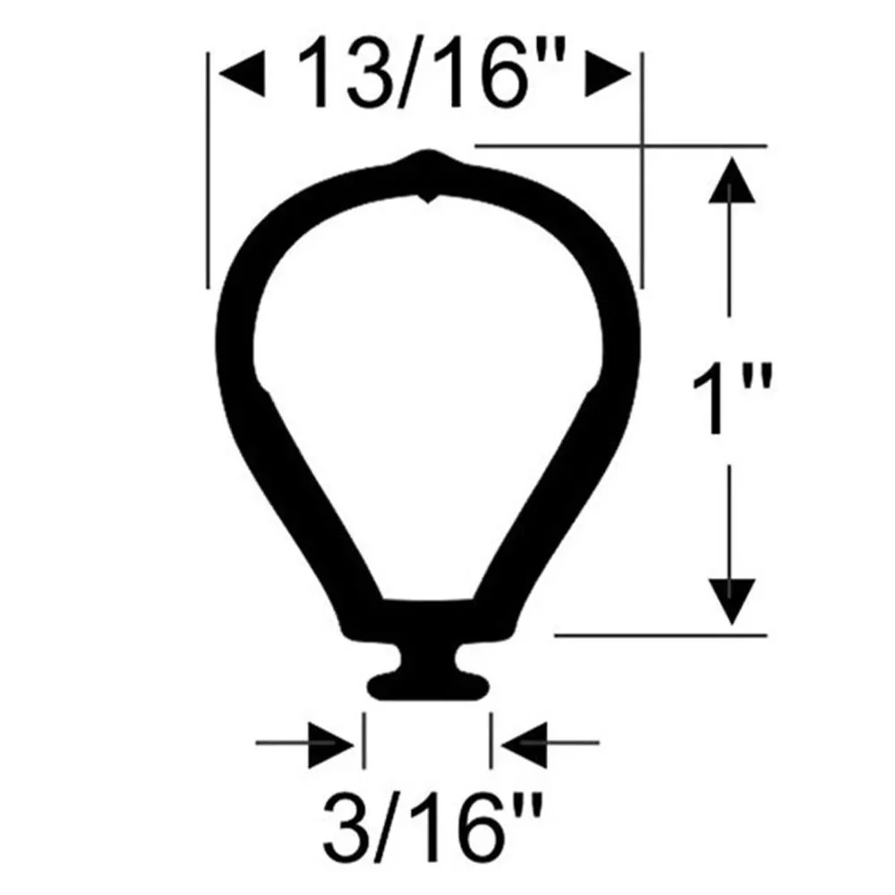 Steele Rubber Products 1" Bulb Seal, 30' long
