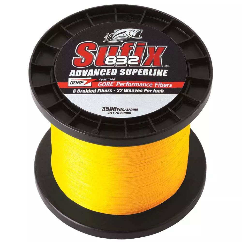 Sufix 832 Advanced Superline Braid - 15lb - Hi-Vis Yellow - 3500 yds - 660-415Y