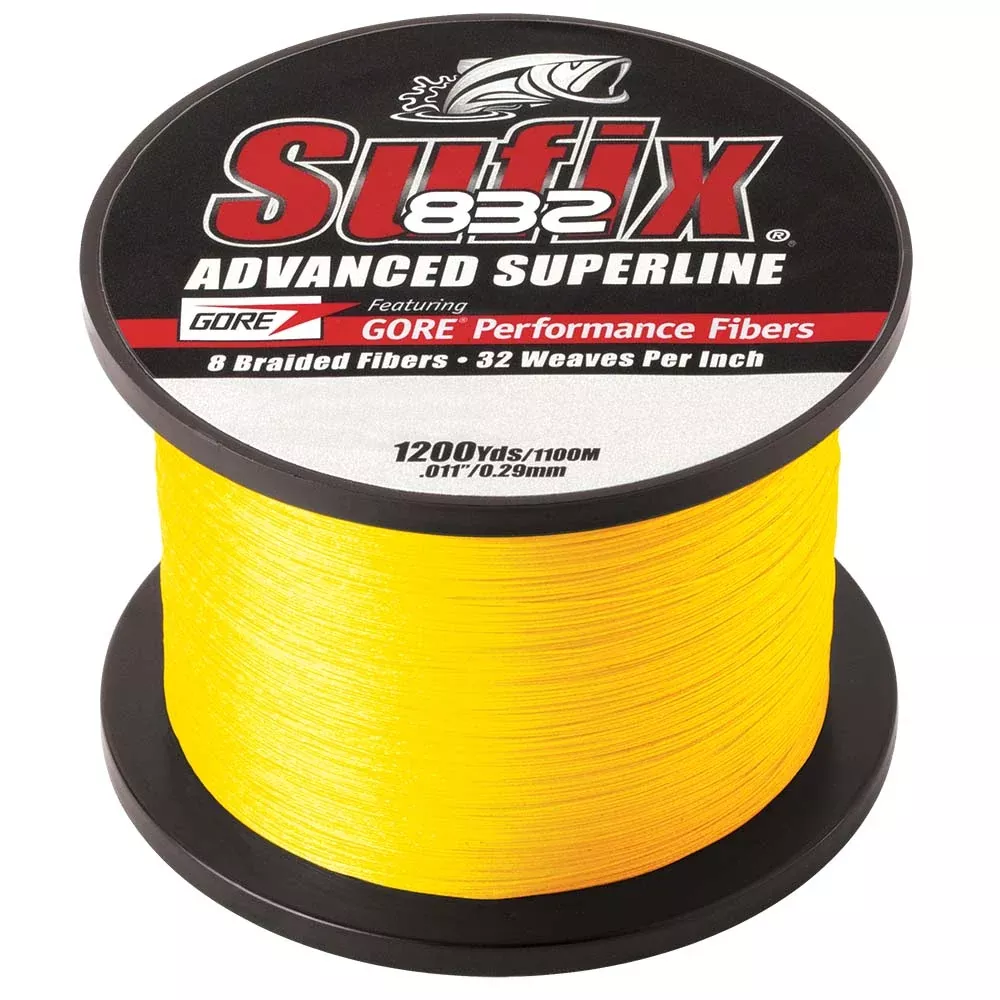 Sufix 832 Advanced Superline Braid – 20lb – Hi-Vis Yellow – 1200 yds [660-320Y]