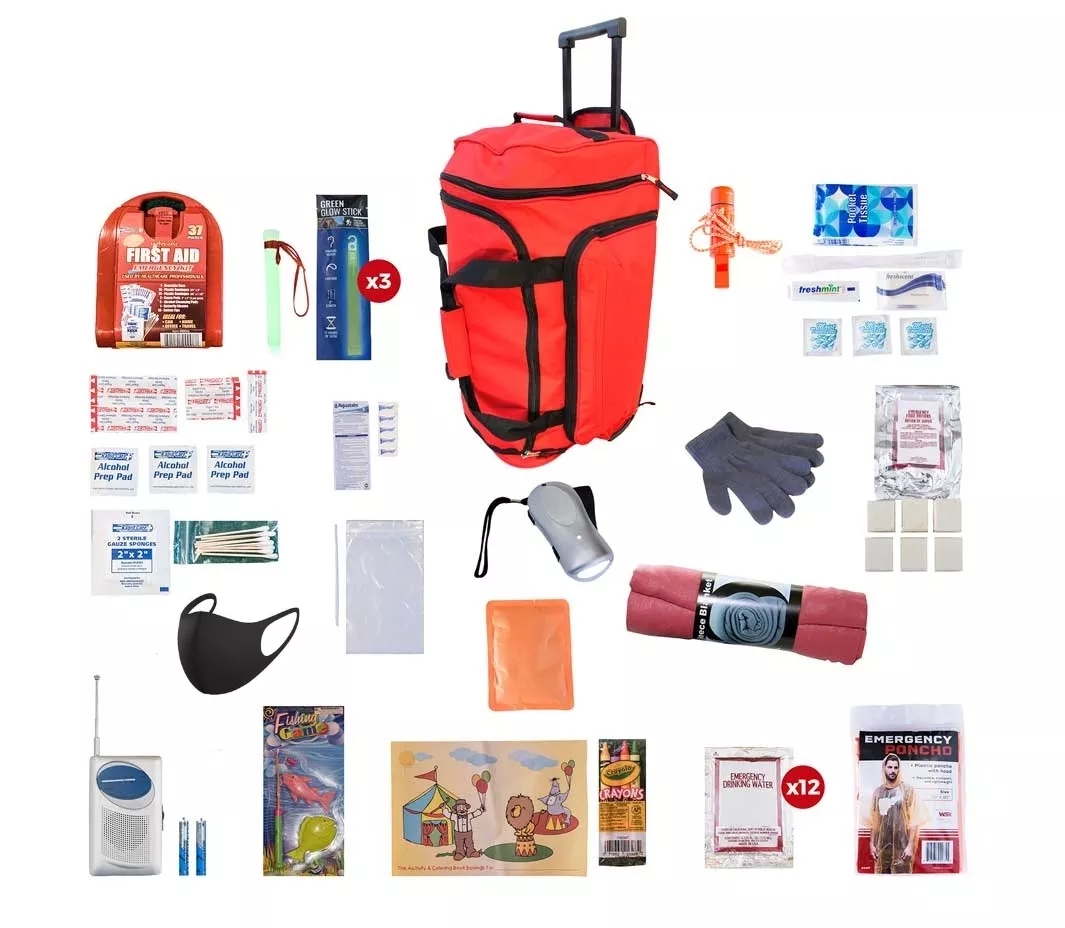 Survival Kit for Children (72+ Hours) SKCK||RED Wheel Bag