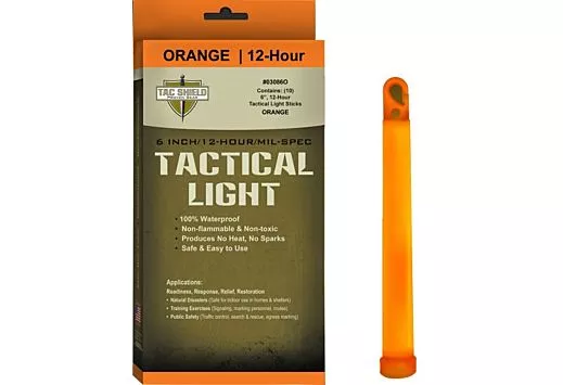 TAC SHIELD TACTICAL LIGHT STICK 12 HOUR 6″ ORANGE 10PK