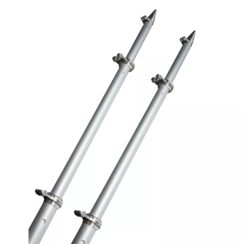 TACO 18 Deluxe Outrigger Poles w/Rollers – Silver/Silver [OT-0318HD-VEL]