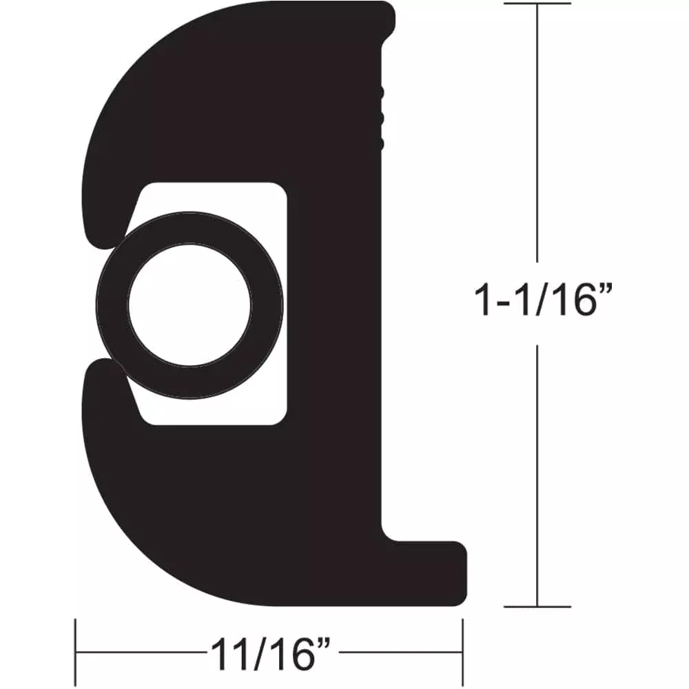 TACO Flex Vinyl Rub Rail Kit – Black w/Black Insert – 70′ – 1-1/16″ x 11/16″