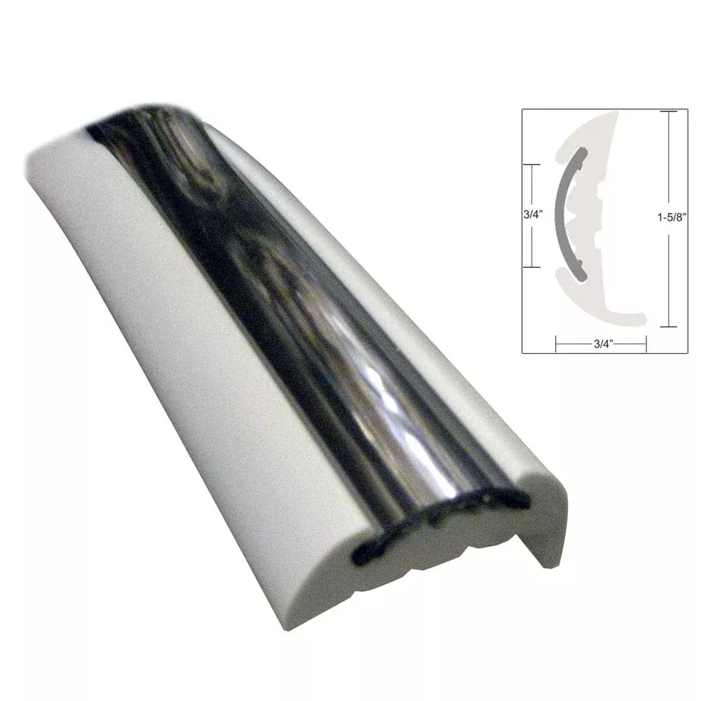 TACO Semi-Rigid Rub Rail Kit – White w/Flex Chrome Insert – 70′