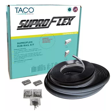 TACO SuproFlex Black Rub Rail Kit, Compact Chrome, 60-Foot