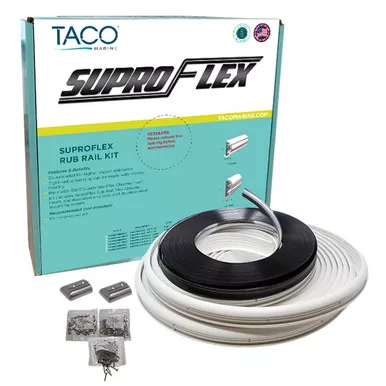 TACO SuproFlex White Rub Rail Kit, Chrome Insert, 60-Foot