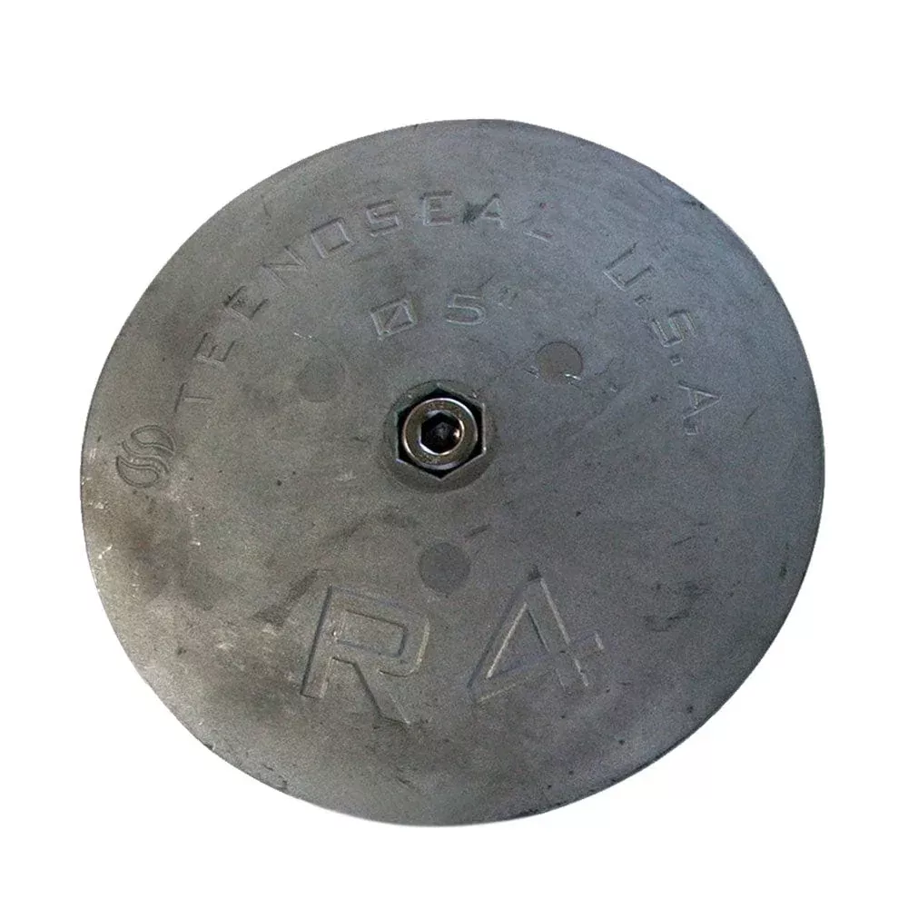 Tecnoseal R4 Rudder Anode – Zinc – 5″ Diameter x 5/8″ Thickness