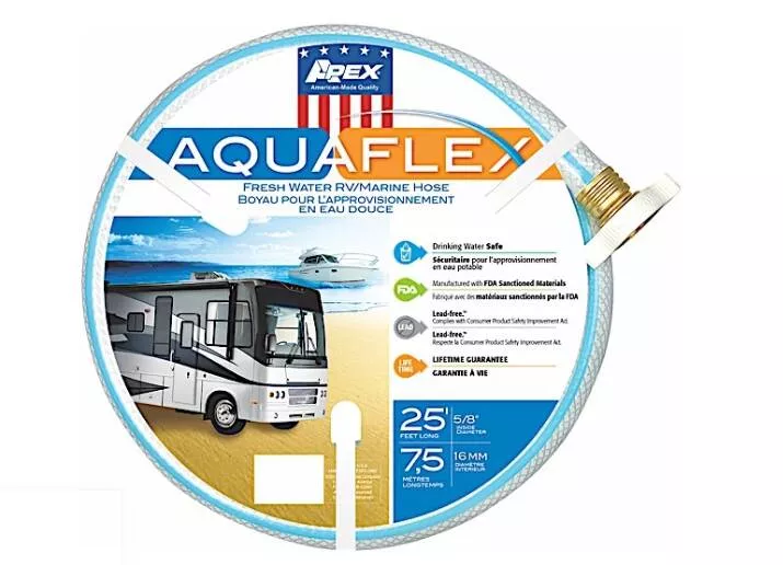 Teknor Apex AquaFlex White Fresh Water Hose with Ergonomic Leak Proof Coupling 5/8" x 25'• 8503-25