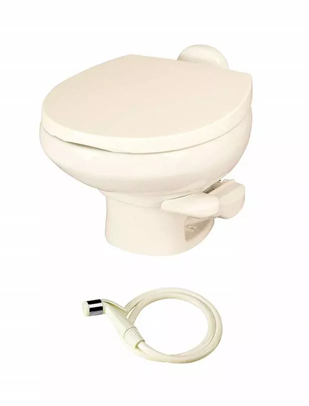 Thetford Aqua-Magic Style II China RV Toilet – Low Profile Bone – With Sprayer• 42065