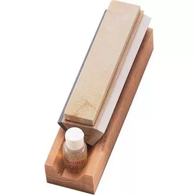 Tri Hone 8 Inch Knife Sharpening Stone Set with Oil