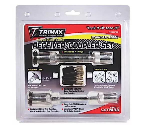 Trimax Keyed Alike Receiver and Coupler Lock Set - Stainless Steel• SXTM33