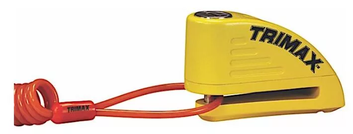 TrimaxAlarmed Disc Lock With 8mm Pin W/ Pouch & Reminder Cable Yellow/Black• TAL88YL