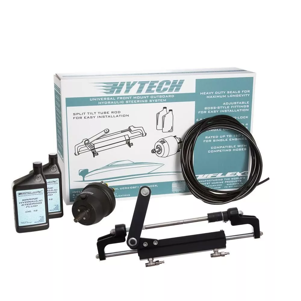 Uflex HYTECH 1.1 Front Mount OB System up to 175HP – Includes UP20 FM Helm, 2qts of Oil, UC95-OBF Cylinder40 Tubing