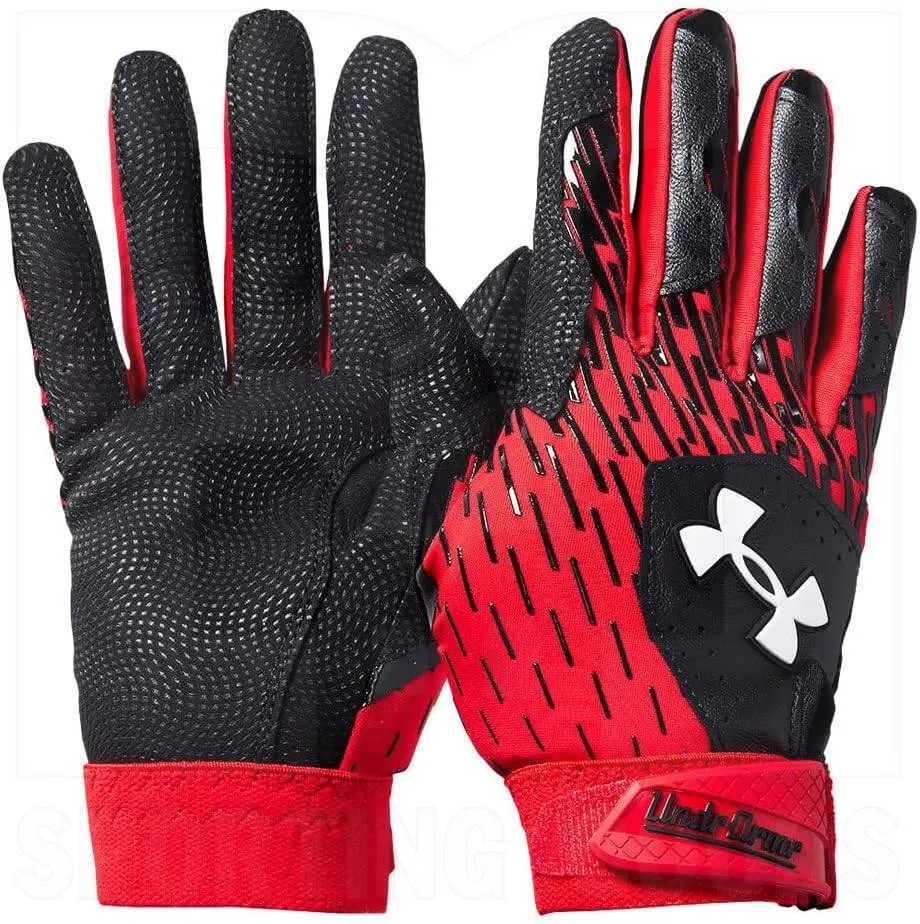 Under Armour Clean Up Baseball Softball Batting Gloves Black/Orange/White