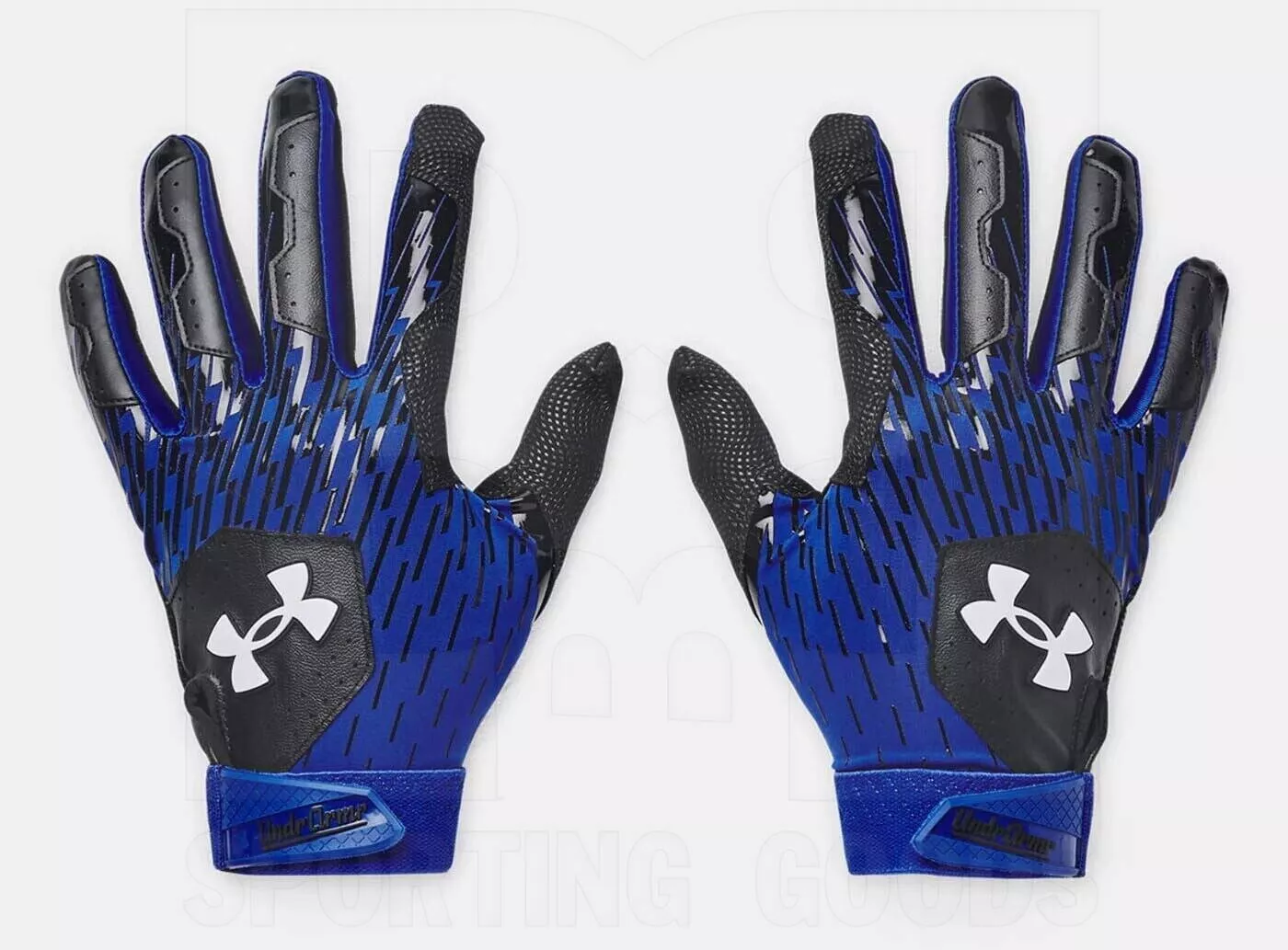 Under Armour Clean Up Baseball Softball Batting Gloves Black/Royal Blue/White